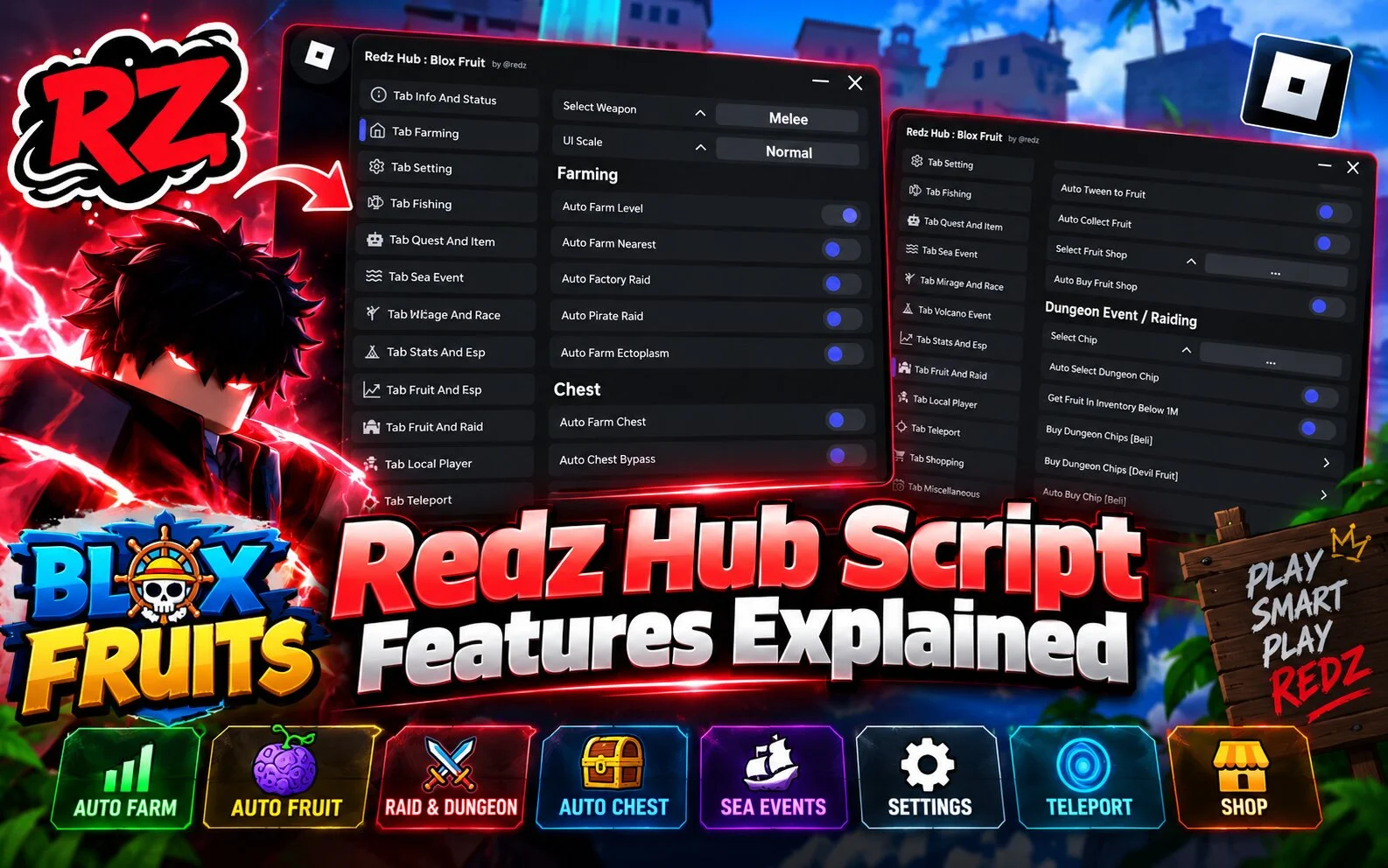Redz Hub Script Features