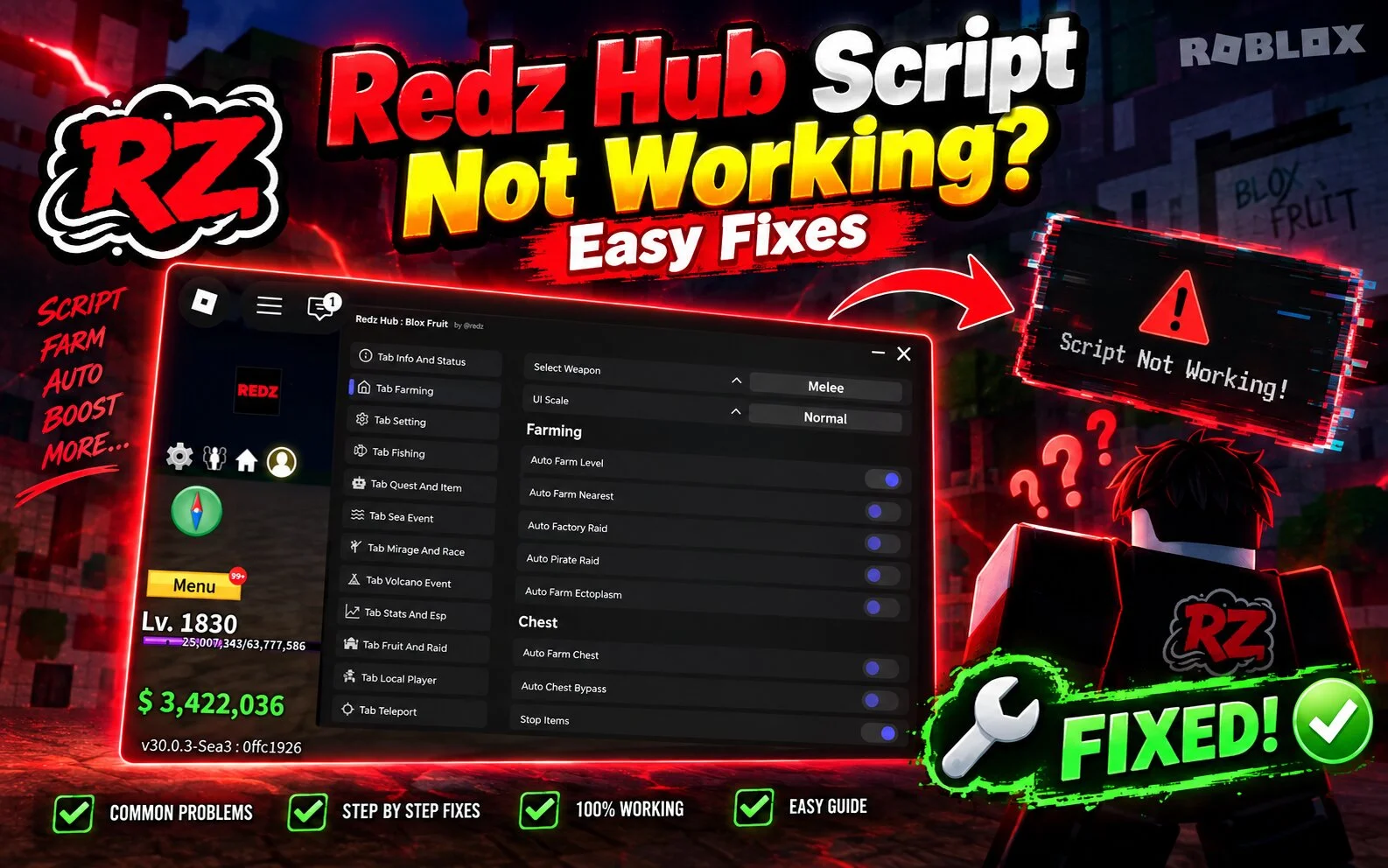 Redz Hub Script Not Working